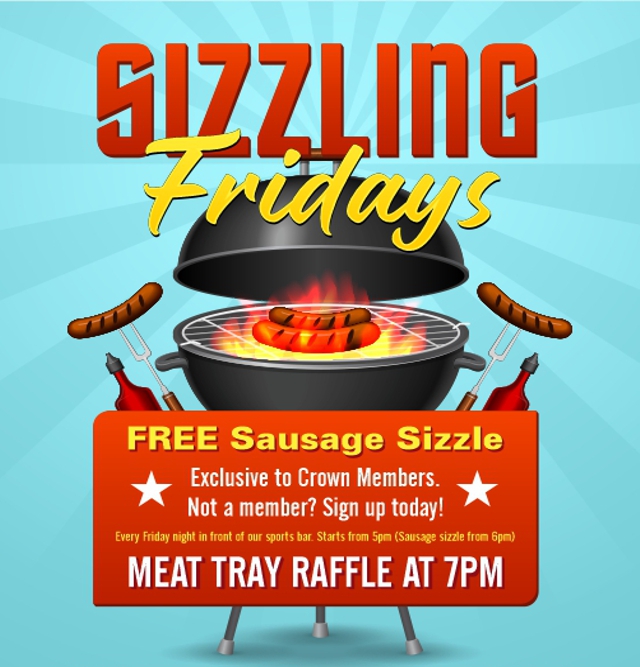 Friday sausage sizzle and meat tray raffle at the Hotel Crown Victor Harbor